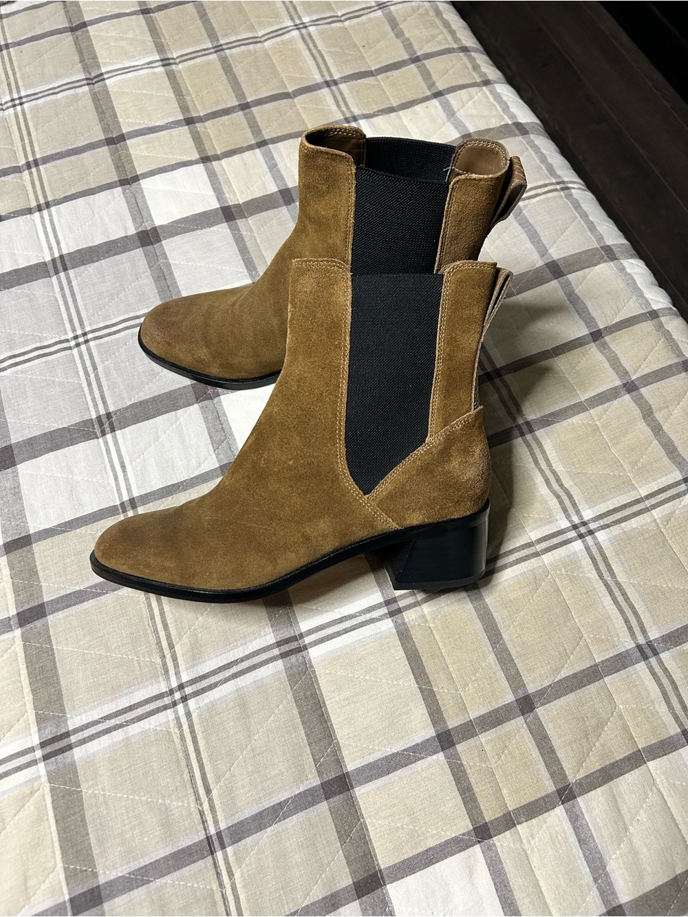 Dolce Vita Tan Suede Chelsea Heeled Ankle Boots
